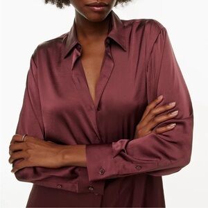 ARITZIA Wilfred Spiced Burgundy Sail Satin button down XL